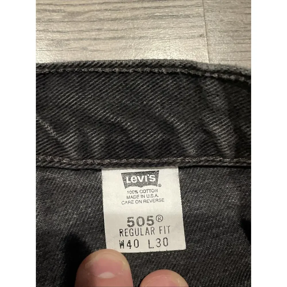 VTG Levis 505 Jeans Mens 40x30 Black Orange Tab Regular Fit Straight Leg 80s-90s